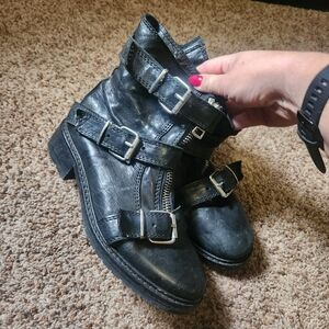 Vintage All Saints Black Buckle Ankle Boots